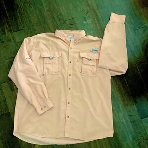 Columbia Peach PFG Button-Up Shirt, XL
